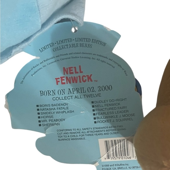 Rocky and Bullwinkle Nell Fenwick and Bullwinkle Small Plush Figure Lot Of 2 - Picture 7 of 14